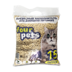 Древесный наполнитель FOUR PETS, 15 л