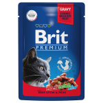 Brit Premium Cat для взрослых кошек с говядиной и горошком, 85 г