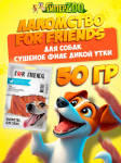 Лакомство для собак For Friends Сушеное филе дикой утки, 50 гр