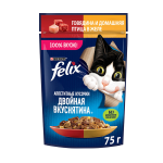 Felix Двойная вкуснятина (говядина и птица в желе), 75 гр