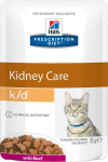 Hill's k/d Kidney Care влажный корм для кошек с говядиной (соус), 85 гр