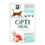 Optimeal для стерилизованных кошек с индейкой и куриным филе в соусе, 85 гр