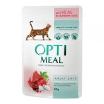 Optimeal для кошек с телятиной в клюквенном соусе, 85 гр