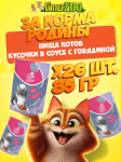 Пища котов с говядиной (соус), 85гр*26 шт