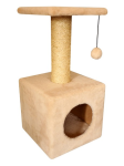 Cat House Когтеточка Домик с полкой бежевая (сизаль), 65 см