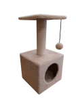 Cat House Когтеточка Домик с полкой бежевая (хлопок), 65 см