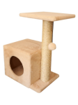 Cat House Когтеточка Домик с боковой полкой бежевая (сизаль), 58 см