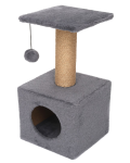 Cat House Когтеточка Домик с полкой серая (джут), 65 см