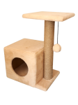 Cat House Когтеточка Домик с боковой полкой бежевая (джут), 58 см
