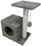 Cat House Когтеточка Домик с боковой полкой серая (хлопок), 58 см