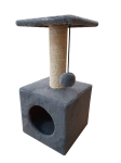 Cat House Когтеточка Домик с полкой серая (сизаль), 65 см