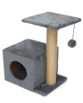 Cat House Когтеточка Домик с боковой полкой серая (джут), 58 см