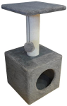 Cat House Когтеточка Домик с боковой полкой серая (сизаль), 58 см
