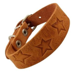 Ошейник-мини кожаный одинарный Узор c тиснением, 3,3*30 см