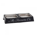 Beeztees  My Favorit Cat Миска меламиновая двойная серая, 24х12х4 см