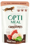 Optimeal для кошек с телятиной, курицей и шпинатом в соусе, 12 х 85 гр