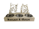 Миски металлические UniquePet на подставке с индивидуальным дизайном, 3х0,45 л