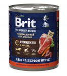 Brit Premium By Nature консервы для взрослых собак всех пород (говядина и печень), 850 гр