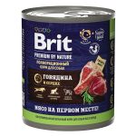 Brit Premium By Nature консервы для взрослых собак всех пород (говядина и сердце), 850 гр