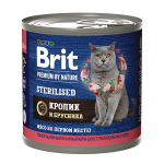 Brit Premium by Nature консервы для стерилизованных кошек (кролик и брусника), 200г