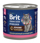 Brit Premium by Nature консервы для стерилизованных кошек (кролик и брусника), 200г