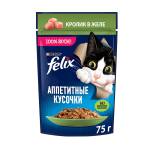 Felix Аппетитные кусочки (кролик в желе), 75 гр