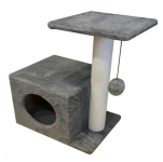 Cat House Когтеточка Домик с боковой полкой серый (хлопок), 58 см
