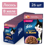 Felix Sensations (лосось и треска в желе), 75 гр*26 шт