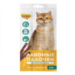 Мнямс лакомые палочки 13,5см для кошек с цыпленком и печенью, 3x5гр