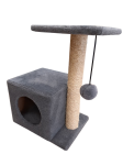 Cat House Когтеточка Домик с боковой полкой серая (сизаль), 58 см