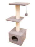 Cat House Когтеточка Домик с 2-я полками бежевый (хлопок), 100 см