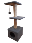Cat House Когтеточка Домик с 2-я полками серый (сизаль), 100 см
