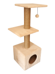 Cat House Когтеточка Домик с 2-я полками бежевый (джут), 100 см