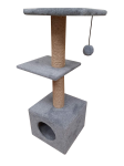 Cat House Когтеточка Домик с 2-я полками серый (джут), 100 см