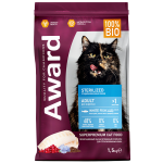 Award Sterilized Cat (белая рыба, семена льна), 1,5 кг
