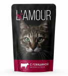 Корм LAMOUR пауч для кошек (говядина в соусе), 75 гр*28