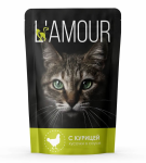 Корм LAMOUR пауч для кошек (курица в соусе), 75 гр*28