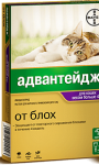 Bayer Адвантейдж капли на холку от блох и клещей для котов от 4 кг